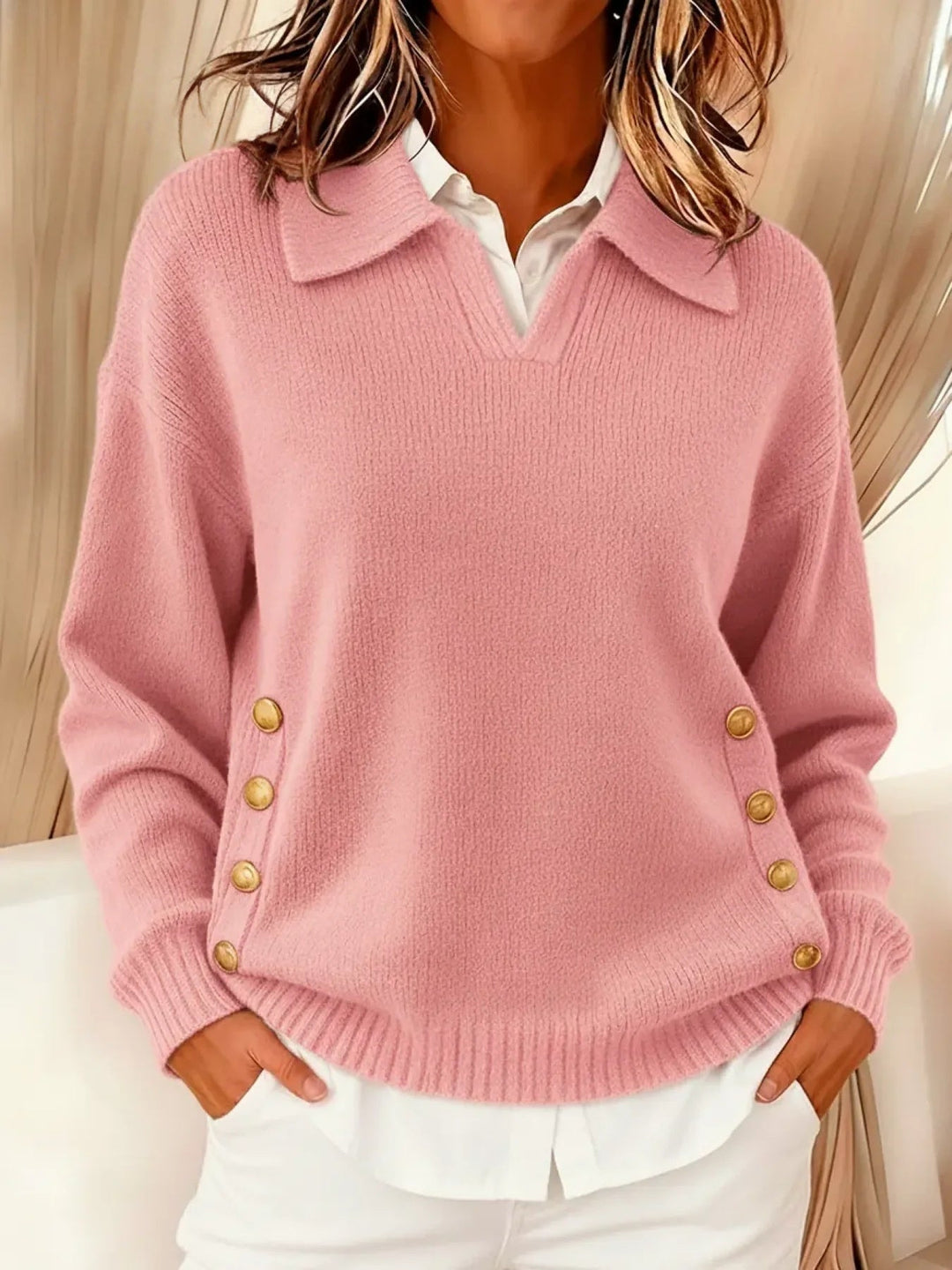 Felicita | Maglione con colletto polo e bottoni dorati