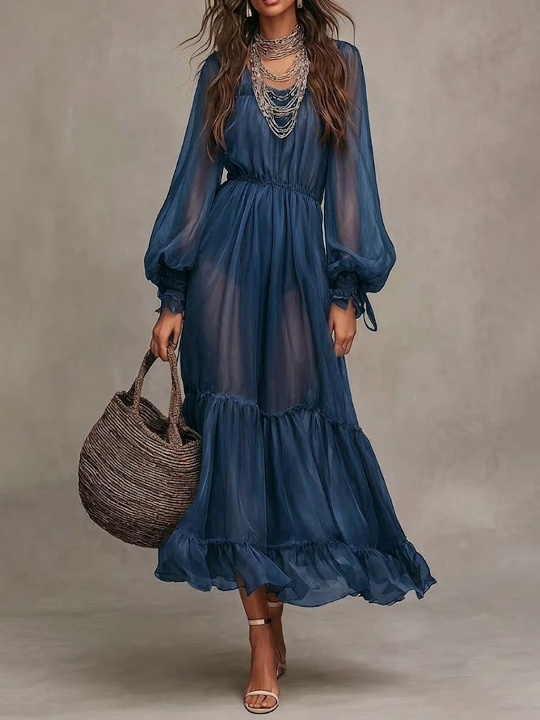 Elena | Abito midi elegante con scollo a V