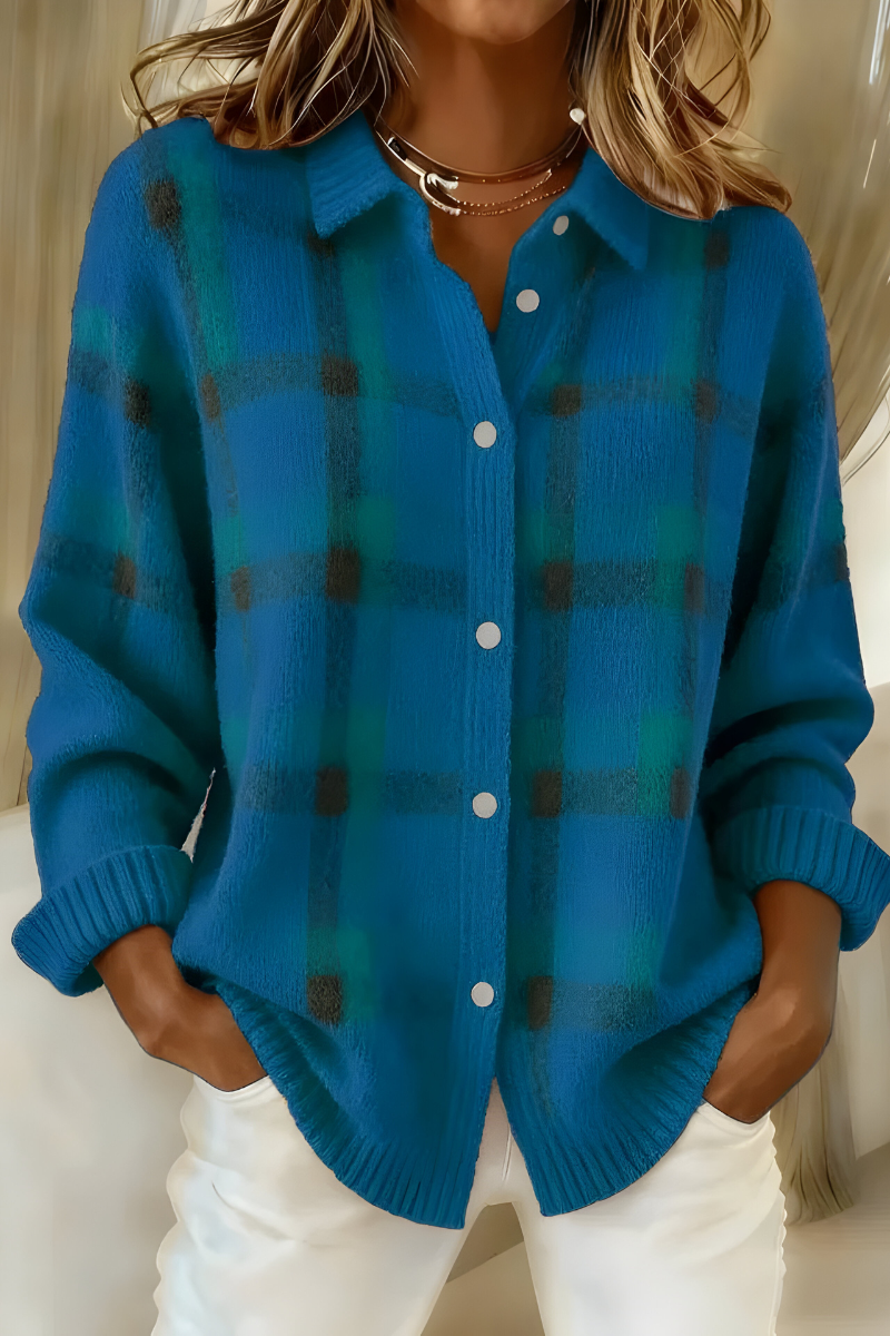 Zoe | Giacca camicia in maglia a quadri
