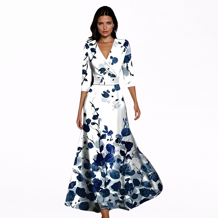 Edvige | Abito lungo elegante con fantasia floreale