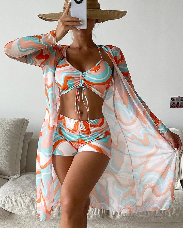 Frida | Completo bikini stampato in tre pezzi
