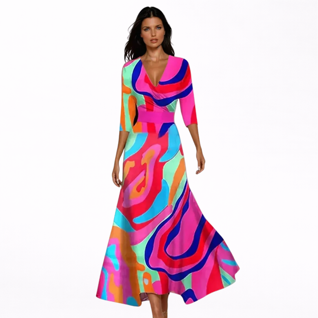 Edvige | Abito lungo elegante con fantasia floreale