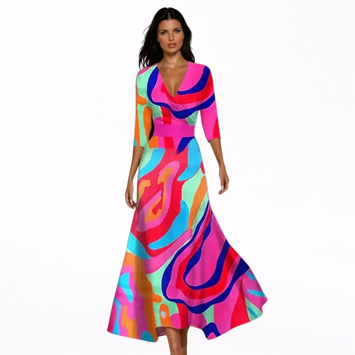 Edvige | Abito lungo elegante con fantasia floreale
