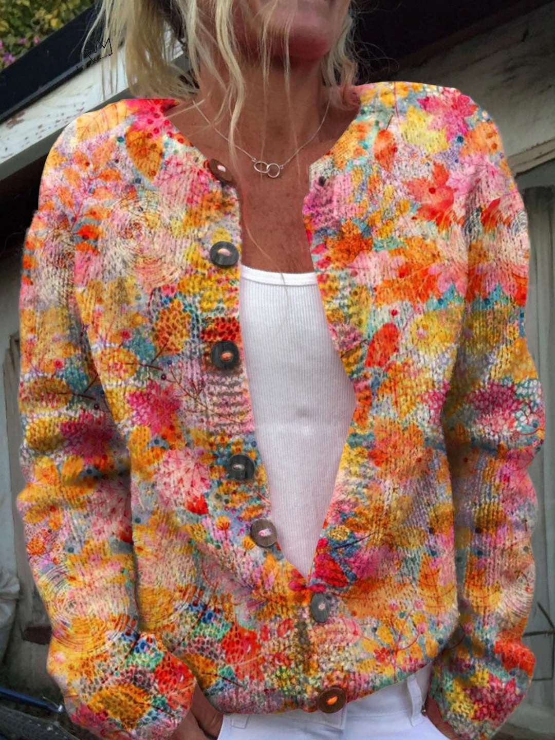 Paola | Cardigan casual con stampa floreale e bottoni
