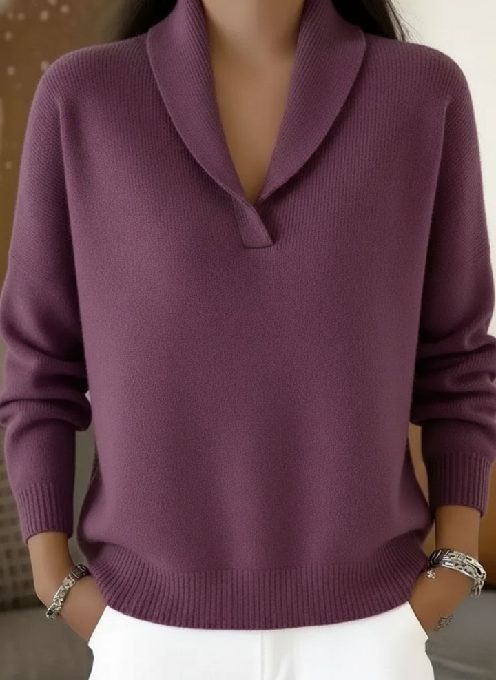 Maria | Maglione con collo a scialle e scollo a V