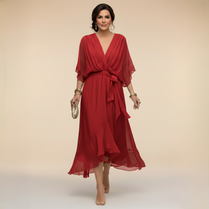 Regina | Abito in chiffon con scollo a V