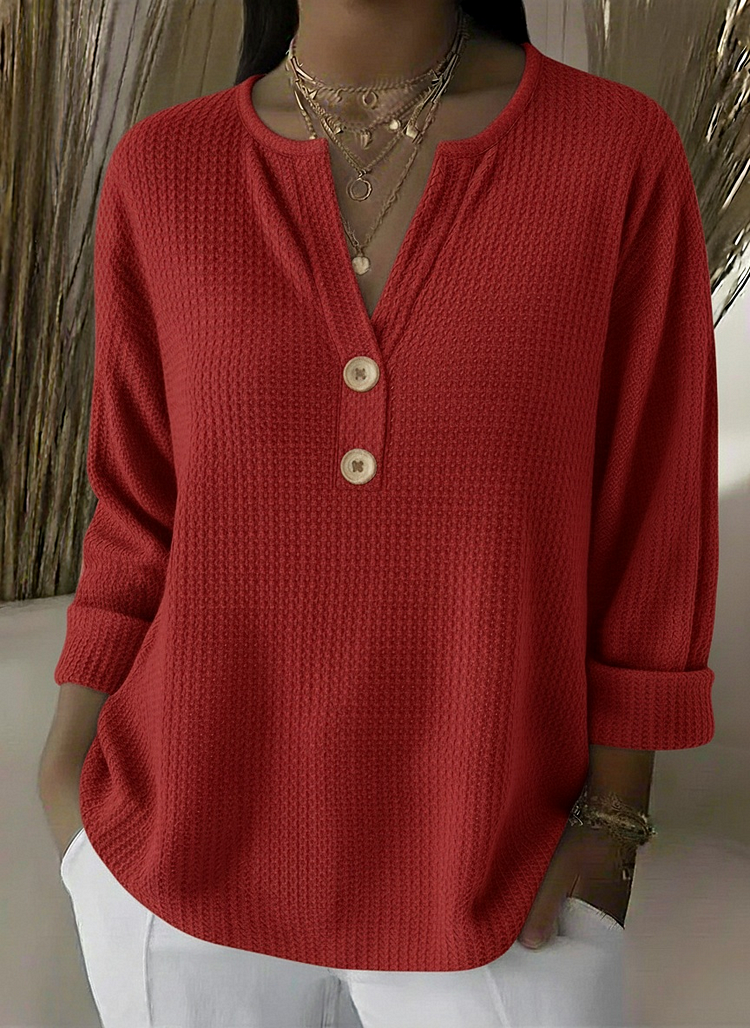 Monica | Maglia Henley con lavorazione a nido d'ape