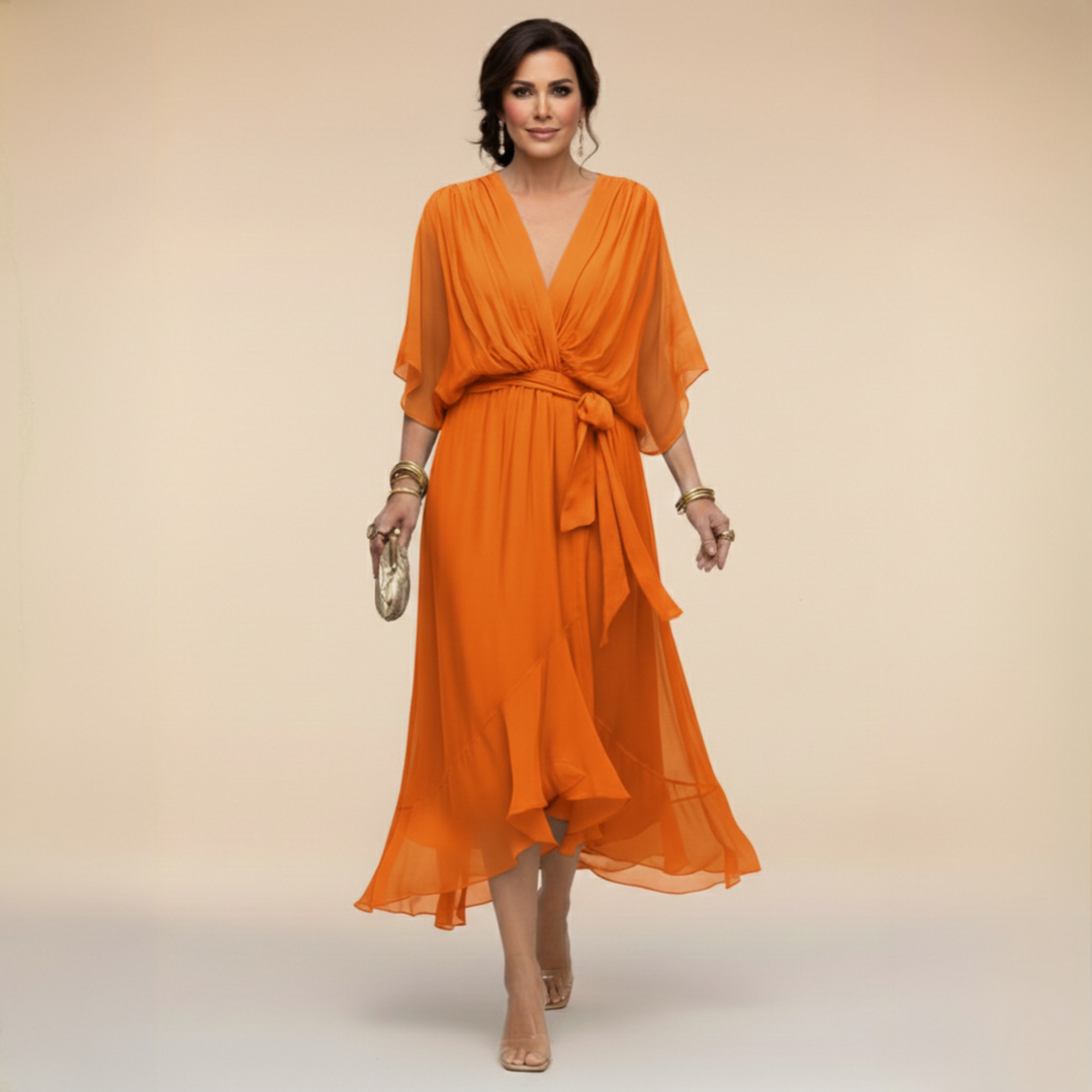 Regina | Abito in chiffon con scollo a V