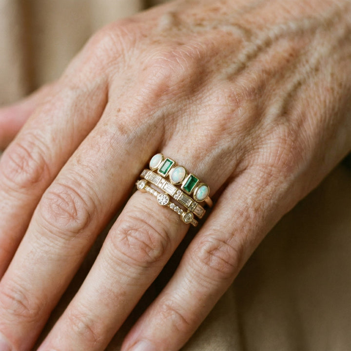 Elena | Anelli vintage con opale bianco e verde
