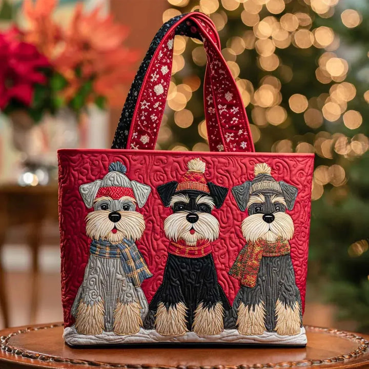 Mia | Borsa trapuntata con tre schnauzer in inverno