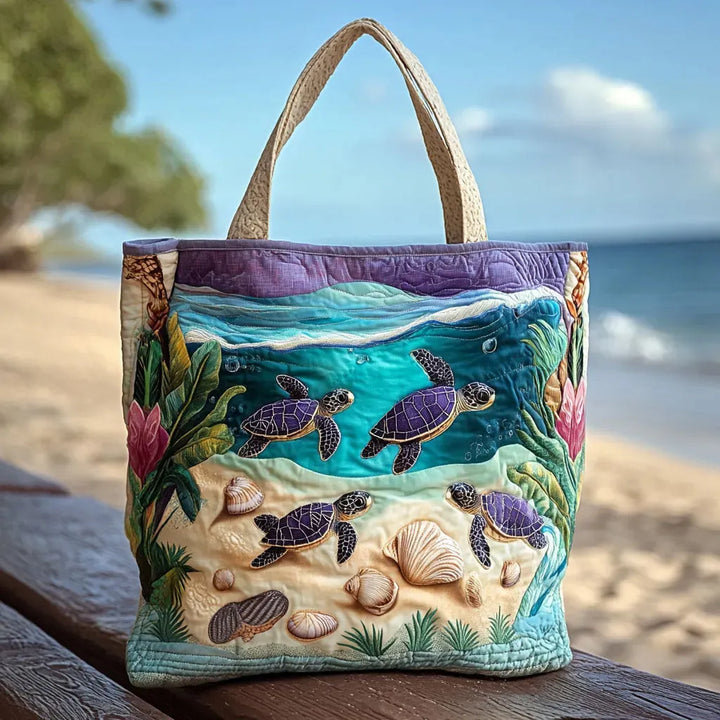 Elena | Borsa trapuntata con tartarughe nella laguna