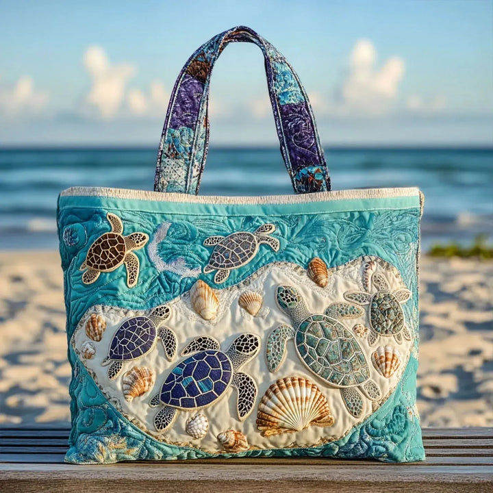 Concetta | Borsa trapuntata con tartarughe e conchiglie