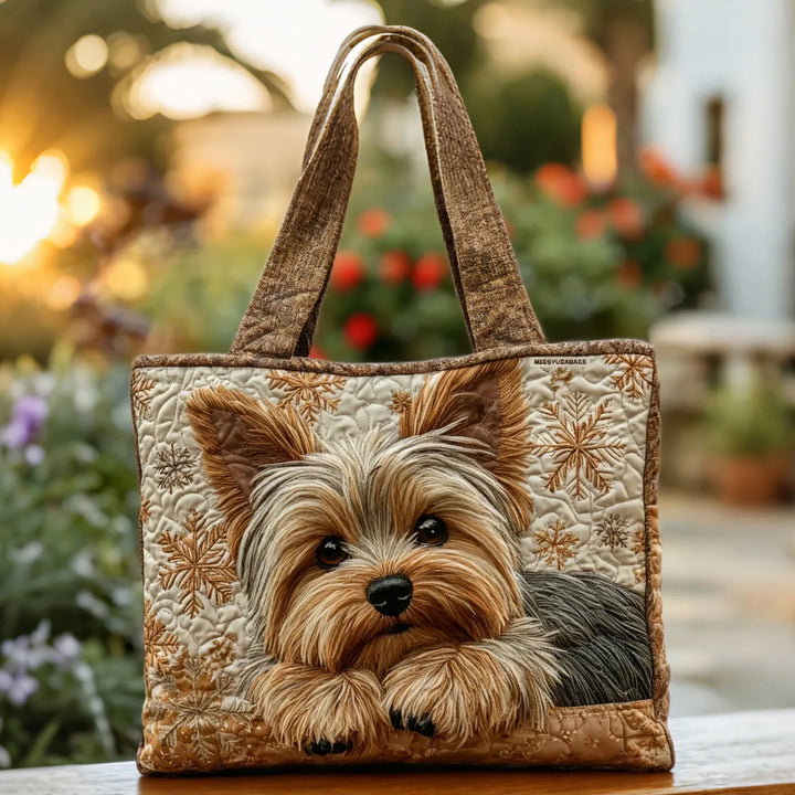 Giulia | Borsa trapuntata con yorkshire terrier