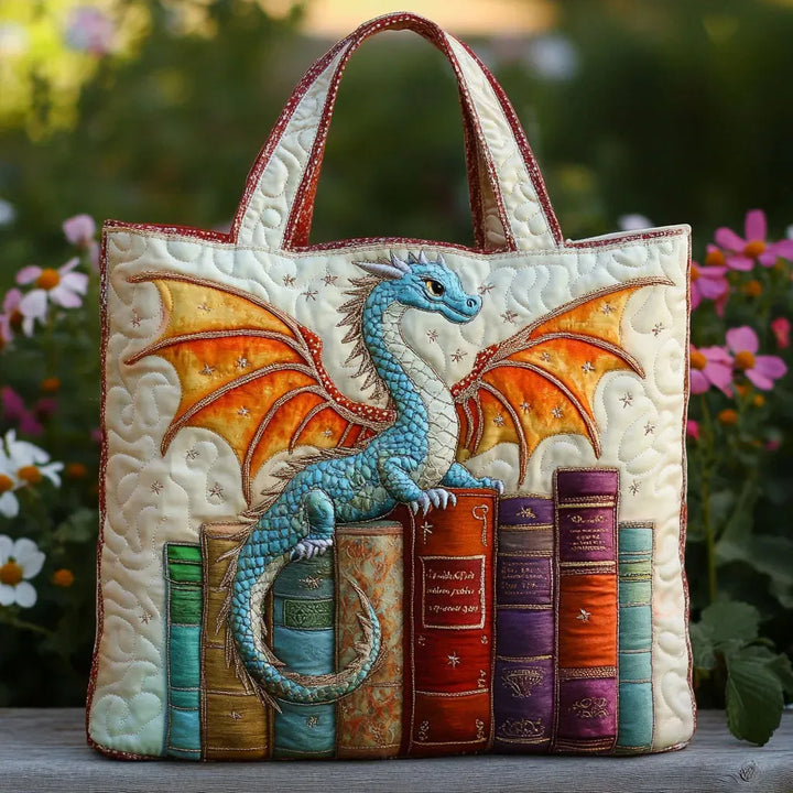 Tabita | Borsa trapuntata con drago dei libri
