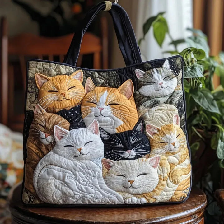 Francesca | Borsa trapuntata con gattini addormentati