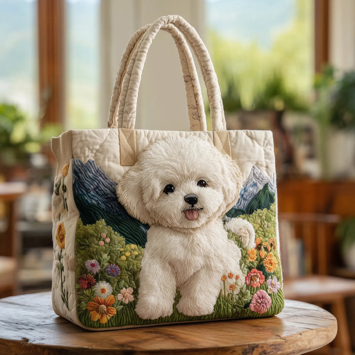 Francesca | Borsa trapuntata con bichon frisé