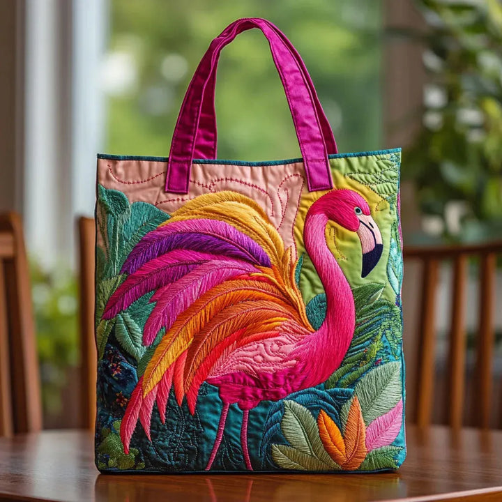 Anna | Borsa trapuntata con fenicottero arcobaleno