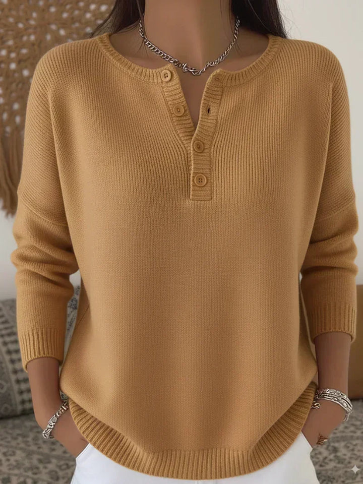 Adelina | Maglione in Maglia con Bottoni Henley