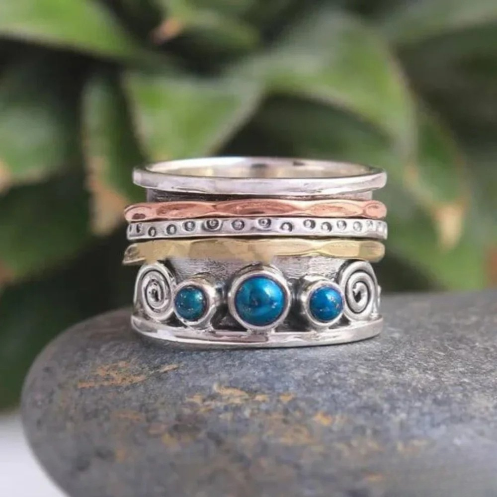 Rebecca | Anello da meditazione boho con zaffiro