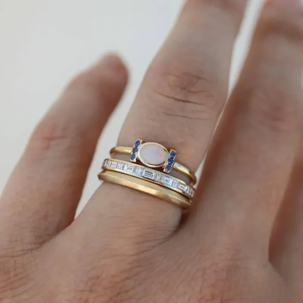 Margherita | Set di anelli vintage in oro con opale