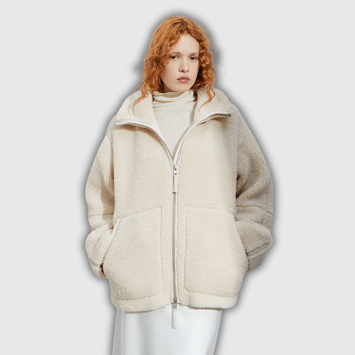 Alessia | Giacca teddy oversize con collo alto