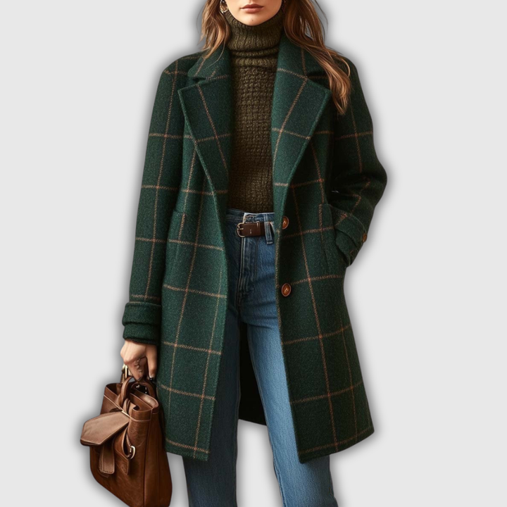 Palmira | Cappotto a quadri in misto lana con revers