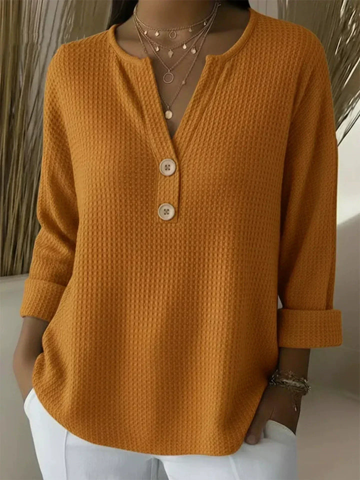 Monica | Maglia Henley con lavorazione a nido d'ape