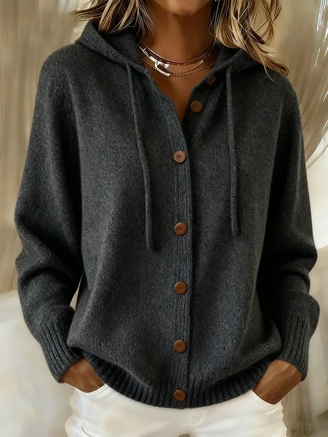 Milena | Cardigan con Cappuccio e Bottoni