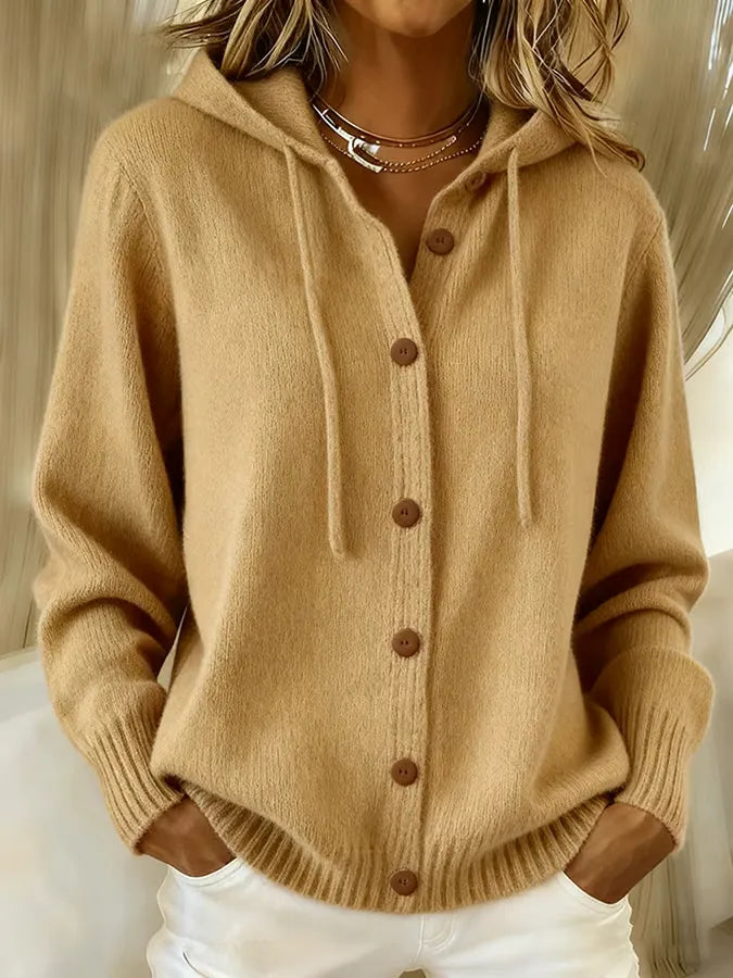 Susanna | Cardigan con cappuccio e abbottonatura