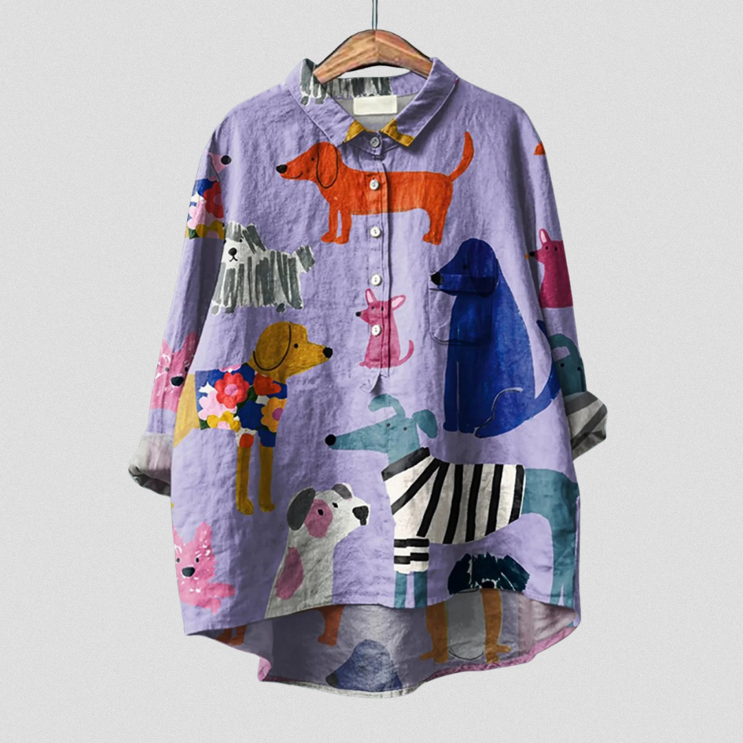 Rosa | T-shirt casual con stampa di cani