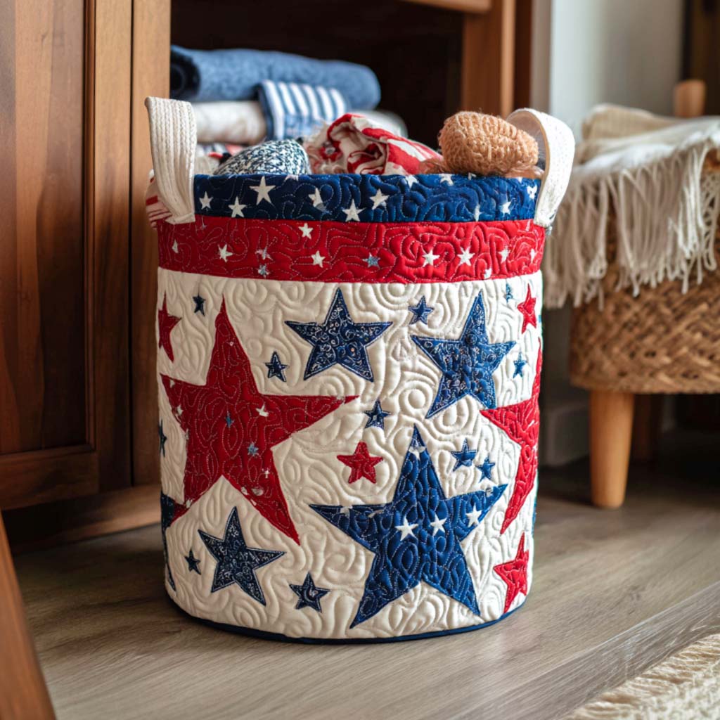 Rifugio Delle Stelle | Cesto Contenitore Trapuntato Con Stelle Patriottiche