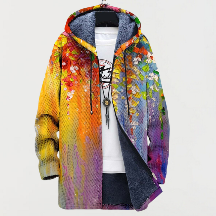 Caterina | Cappotto con elementi artistici astratti