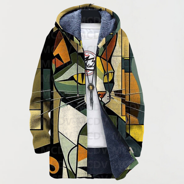 Leonia | Giacca con fantasia geometrica di gatti