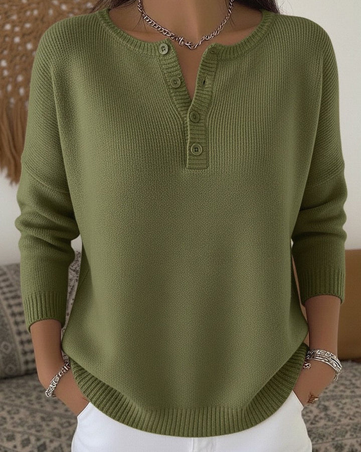 Adelina | Maglione in Maglia con Bottoni Henley