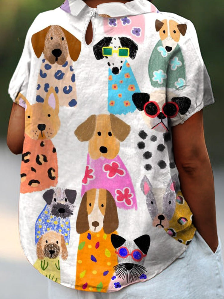 Valeria | Blusa con stampa di cani