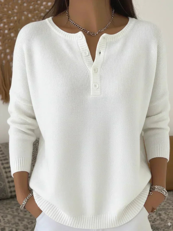 Adelina | Maglione in Maglia con Bottoni Henley