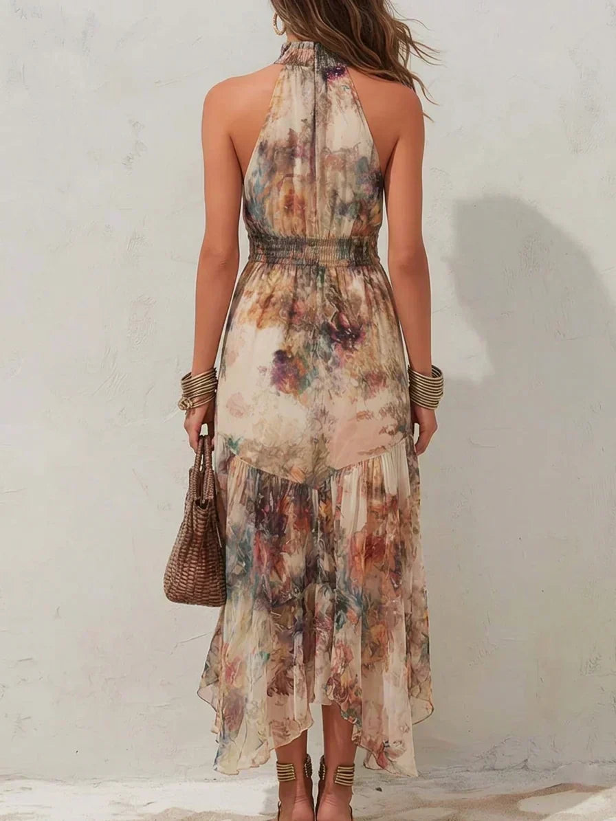 Frida | Abito midi vintage con delicata fantasia floreale