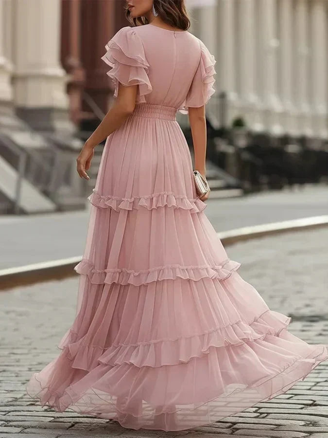 Carlotta | Abito da sposa lungo elegante rosa chiaro