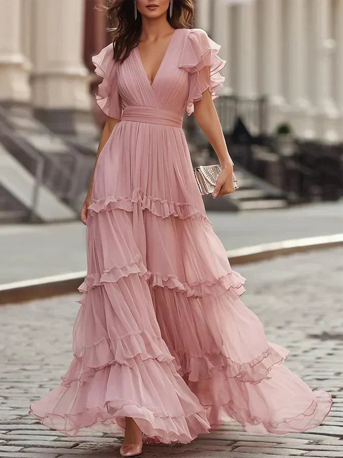 Carlotta | Abito da sposa lungo elegante rosa chiaro