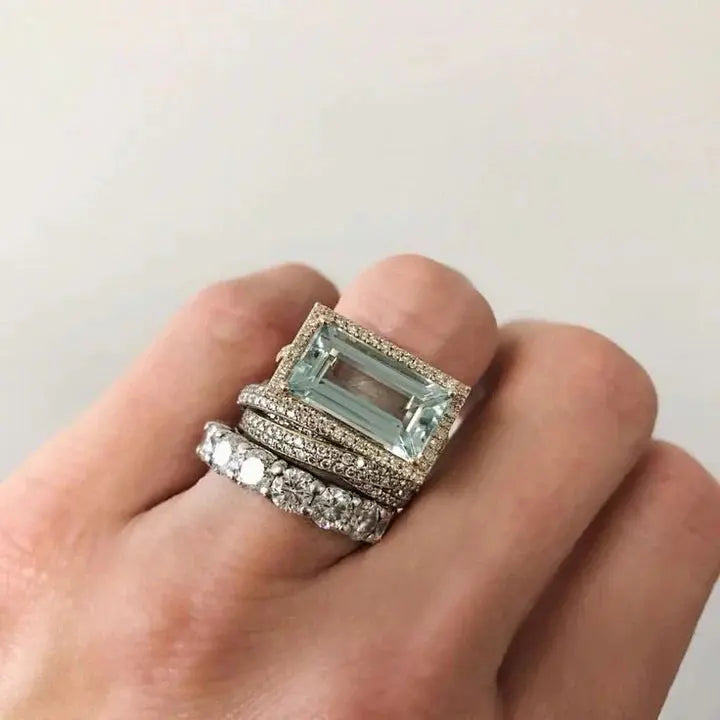 Nora | Set di anelli vintage in argento con vetro turchese