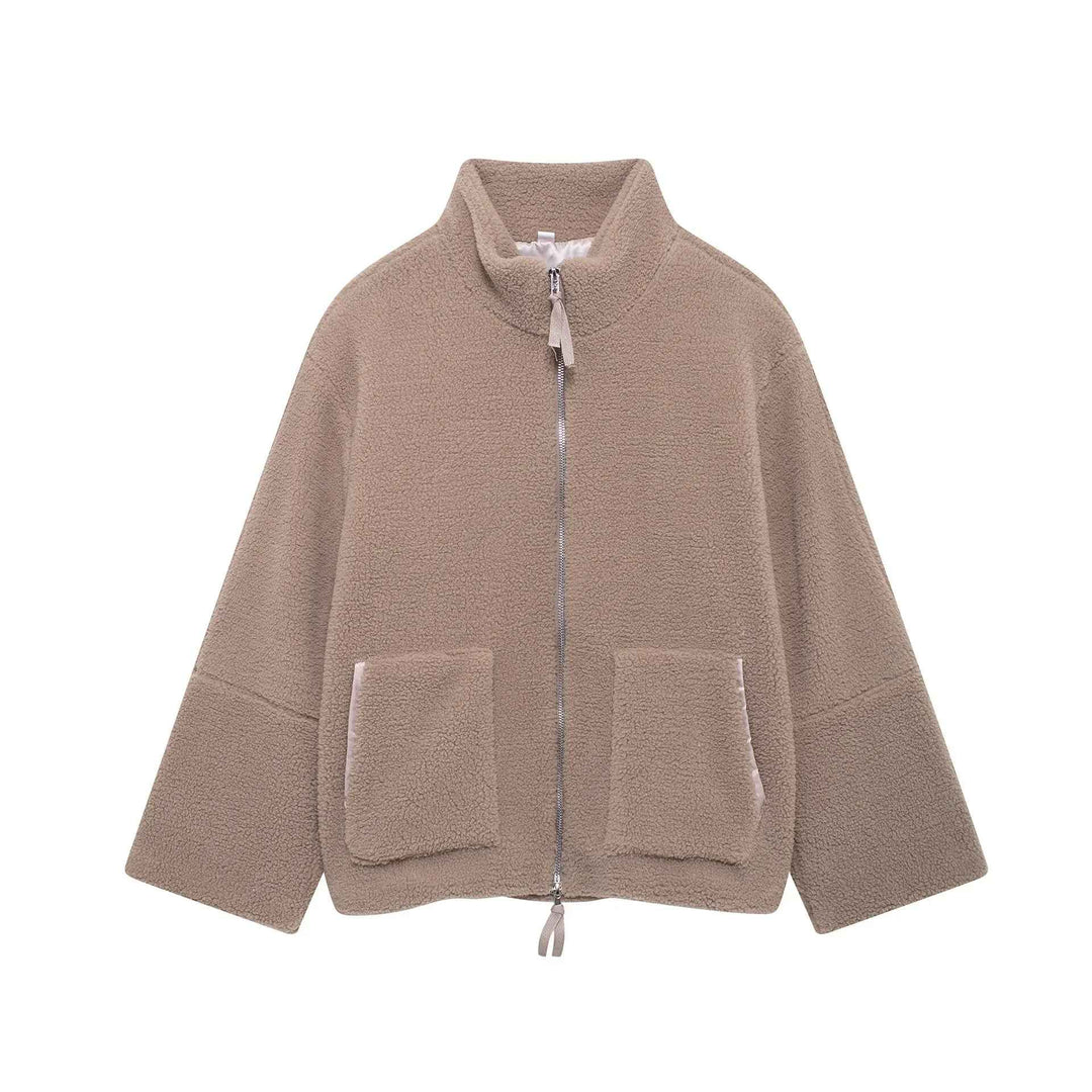 Alessia | Giacca teddy oversize con collo alto