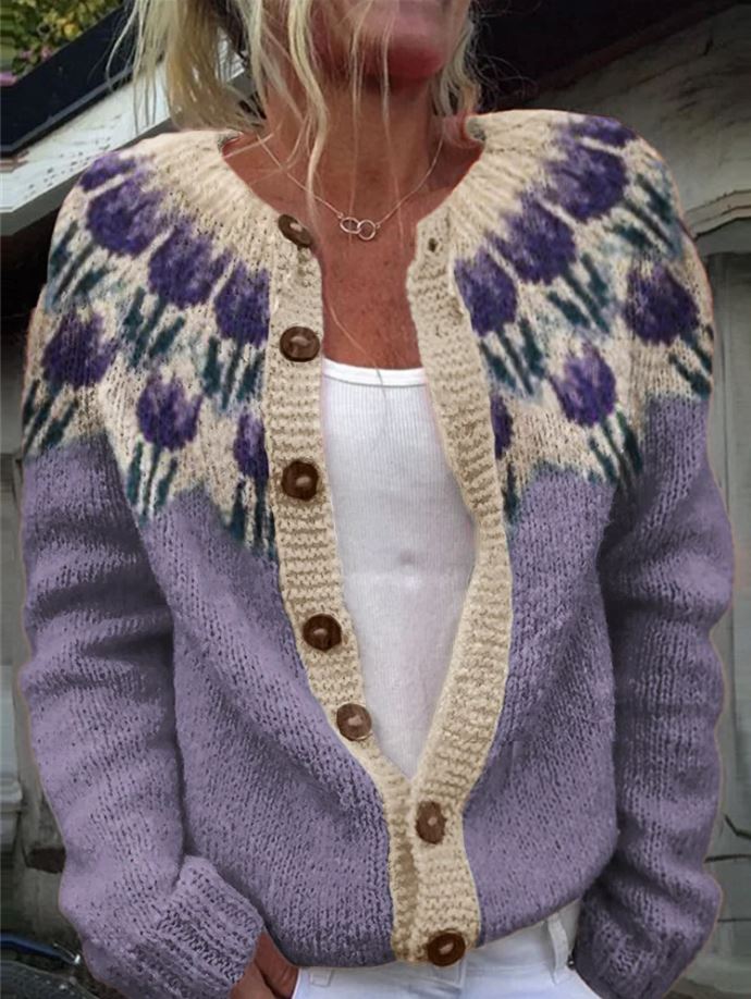 Regina | Cardigan con fantasia floreale