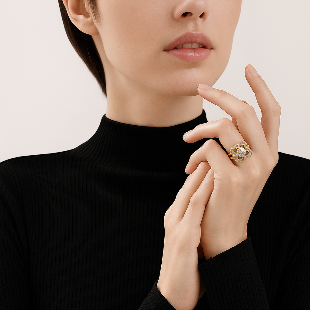 Teresa | Anello d'oro vintage con zirconi