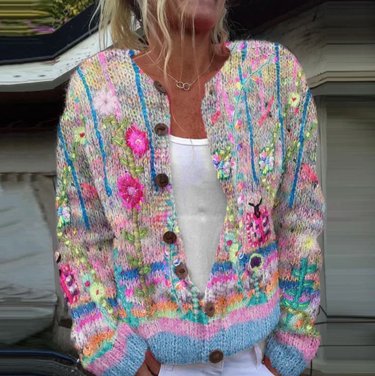 Cristina | Cardigan elegante con fantasia floreale