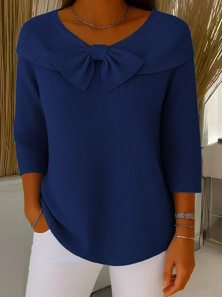 Sabina | Maglione a coste con dettaglio a fiocco