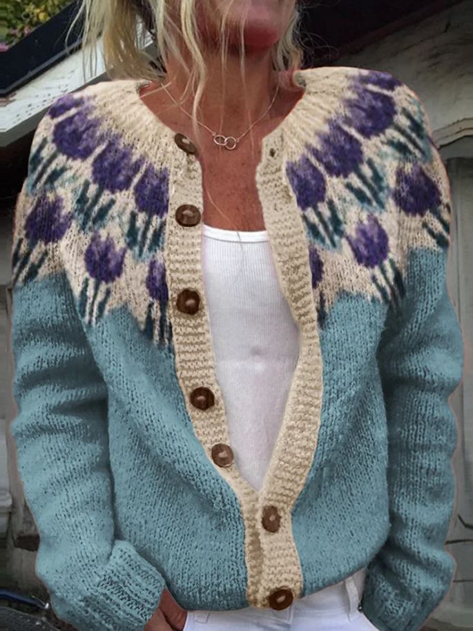 Regina | Cardigan con fantasia floreale
