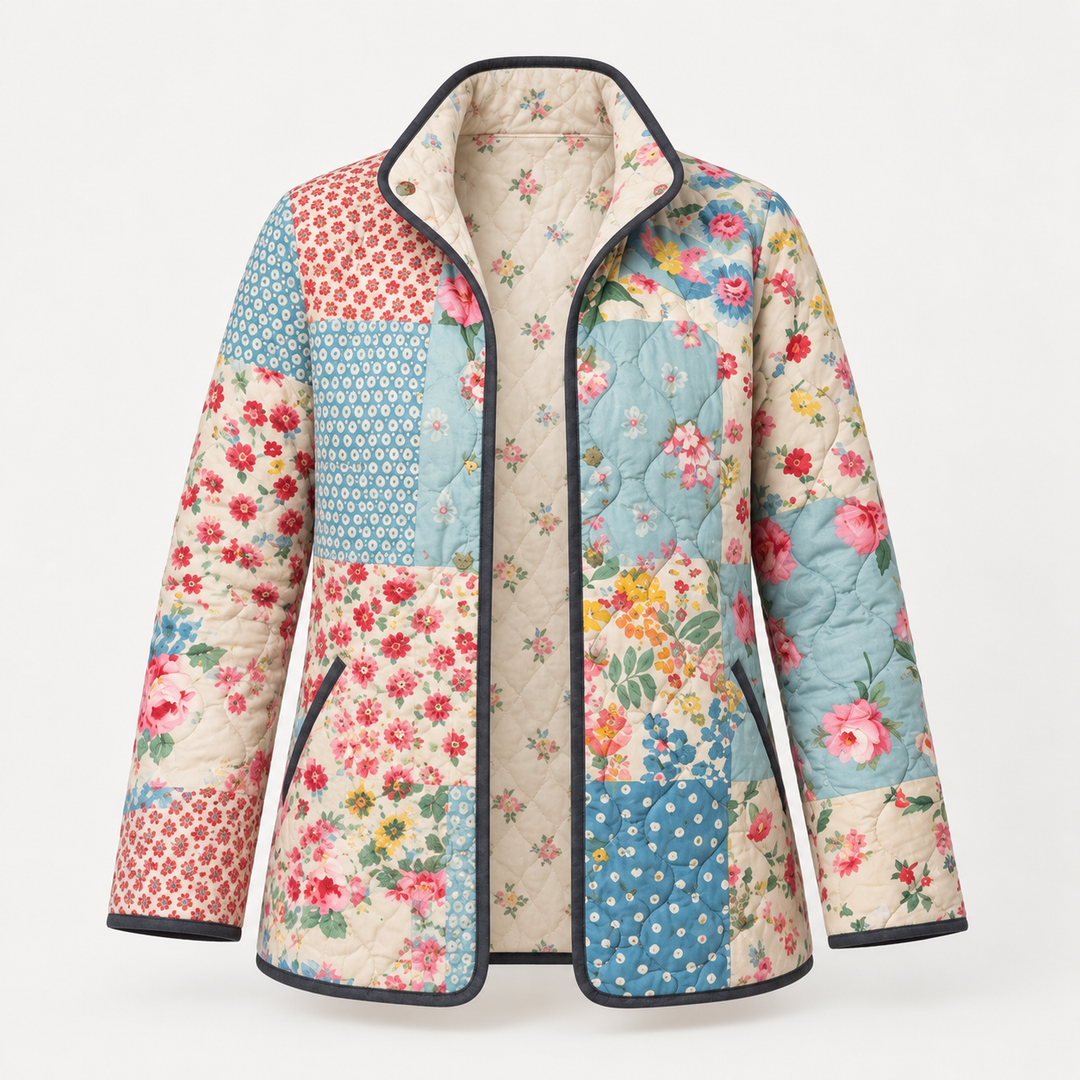 Paola | Giacca trapuntata con patchwork floreale