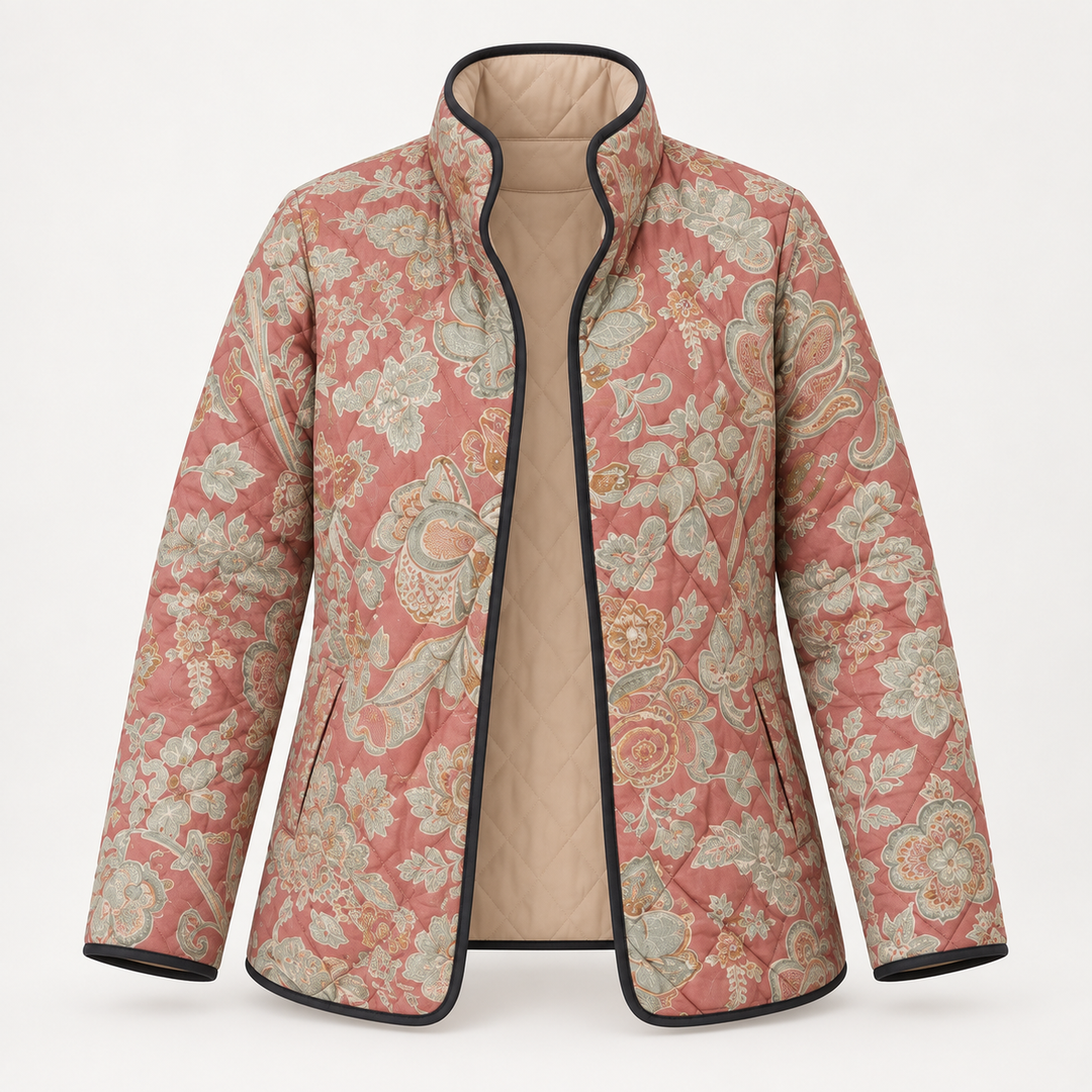 Luisa | Giacca trapuntata con motivo damascato color terracotta