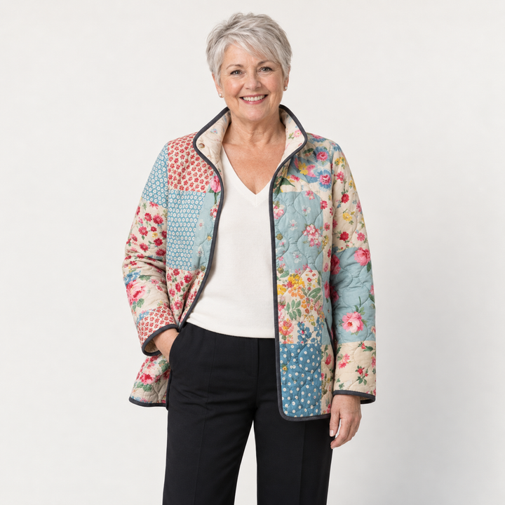 Paola | Giacca trapuntata con patchwork floreale