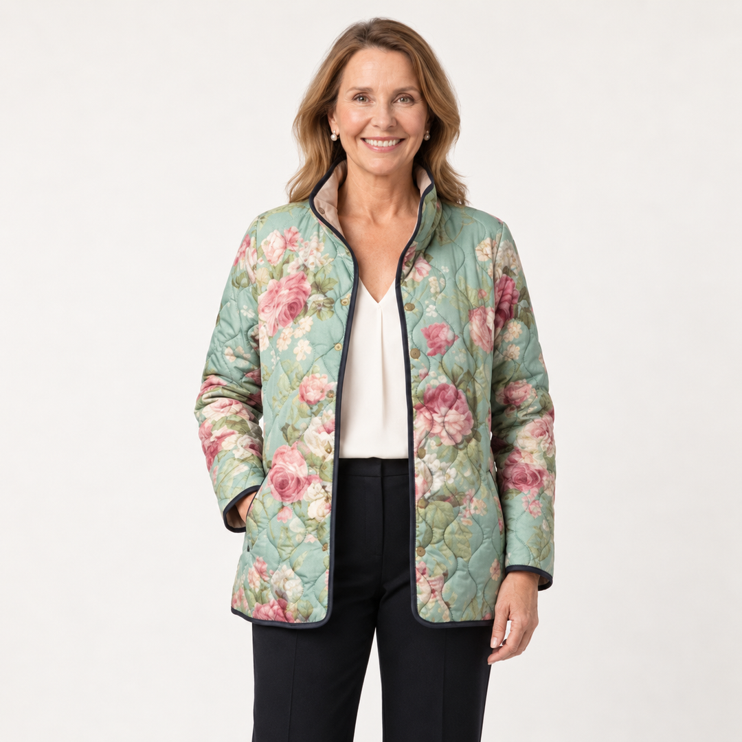 Greta | Giacca trapuntata con motivo di rose d'epoca